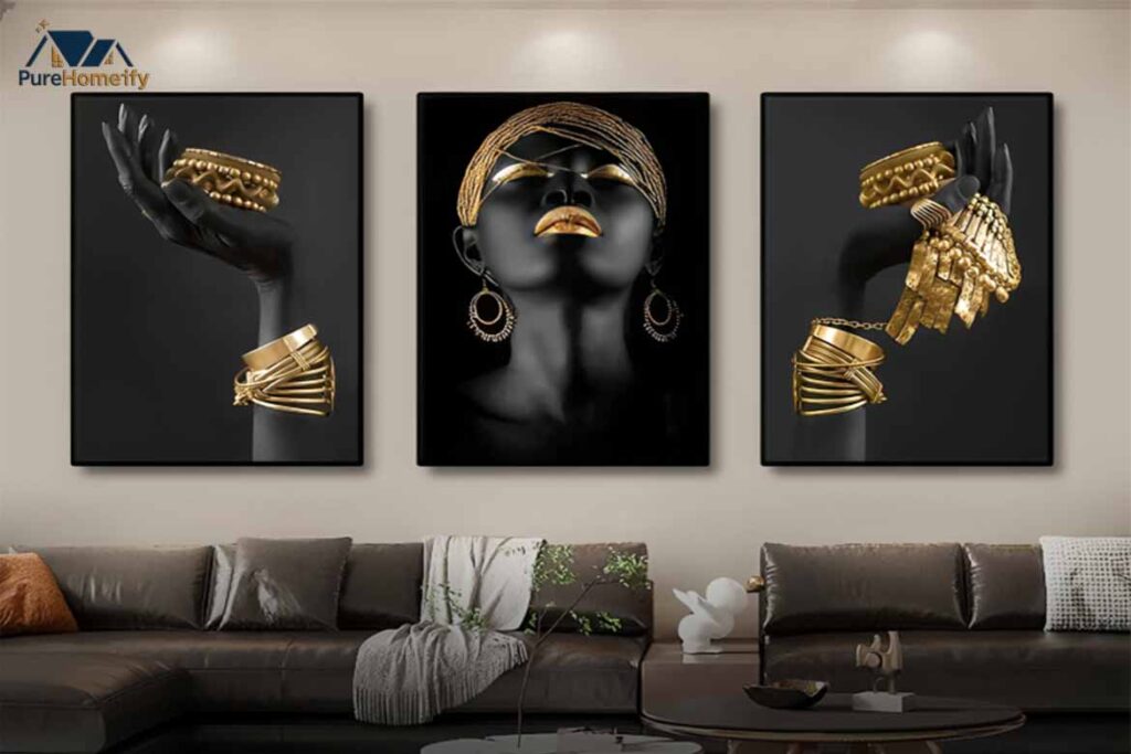 Modern Ceiling and African Canvas Wall Art Combinations