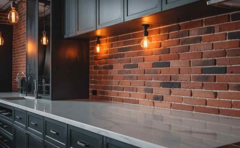 Exposed Brick Kitchen Splashback — Trendy & Industrial Style